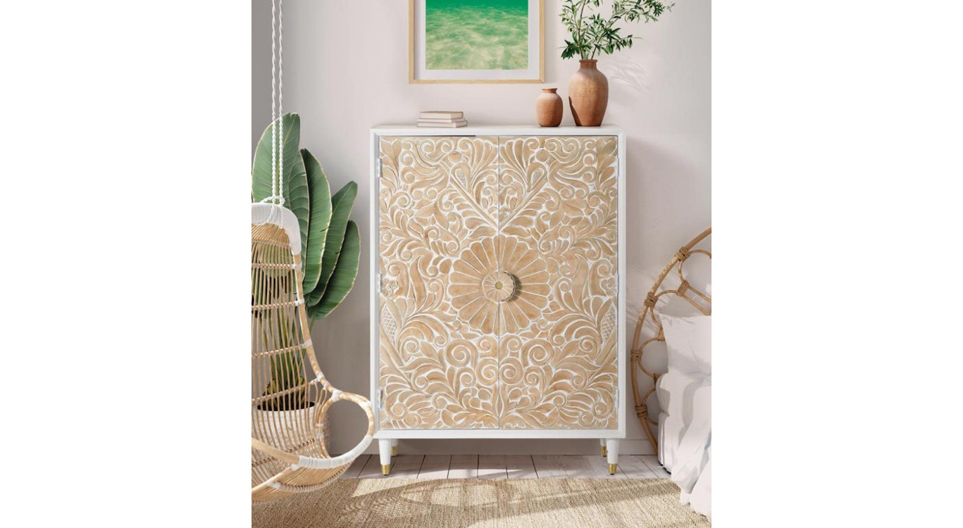 Armoire Bois Blanc 100x40x140cm