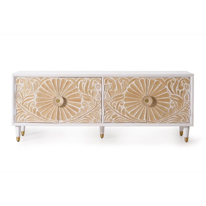 Meuble TV Bois Blanc 170x40x65cm