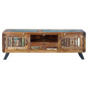Mueble TV 2 Cajones Madera y Hierro Marrón 140x40x54cm