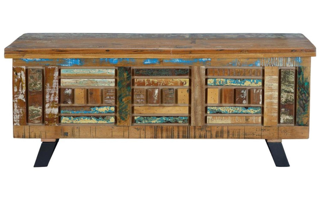 Coffre Bois et Fer Marron 116x40x47cm
