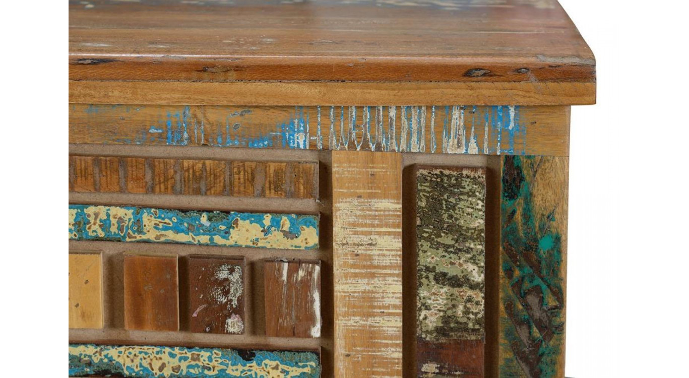Truhe Holz und Eisen Braun 116x40x47cm