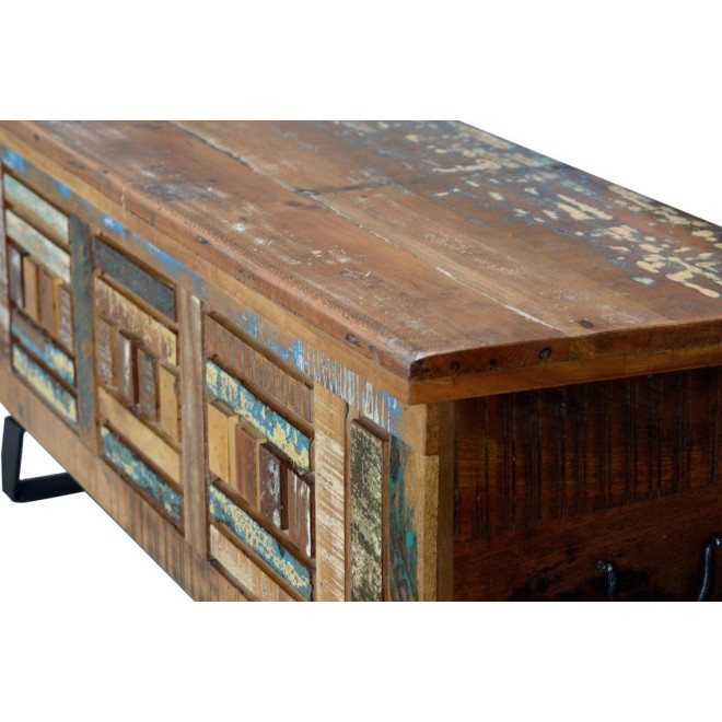 Coffre Bois et Fer Marron 116x40x47cm