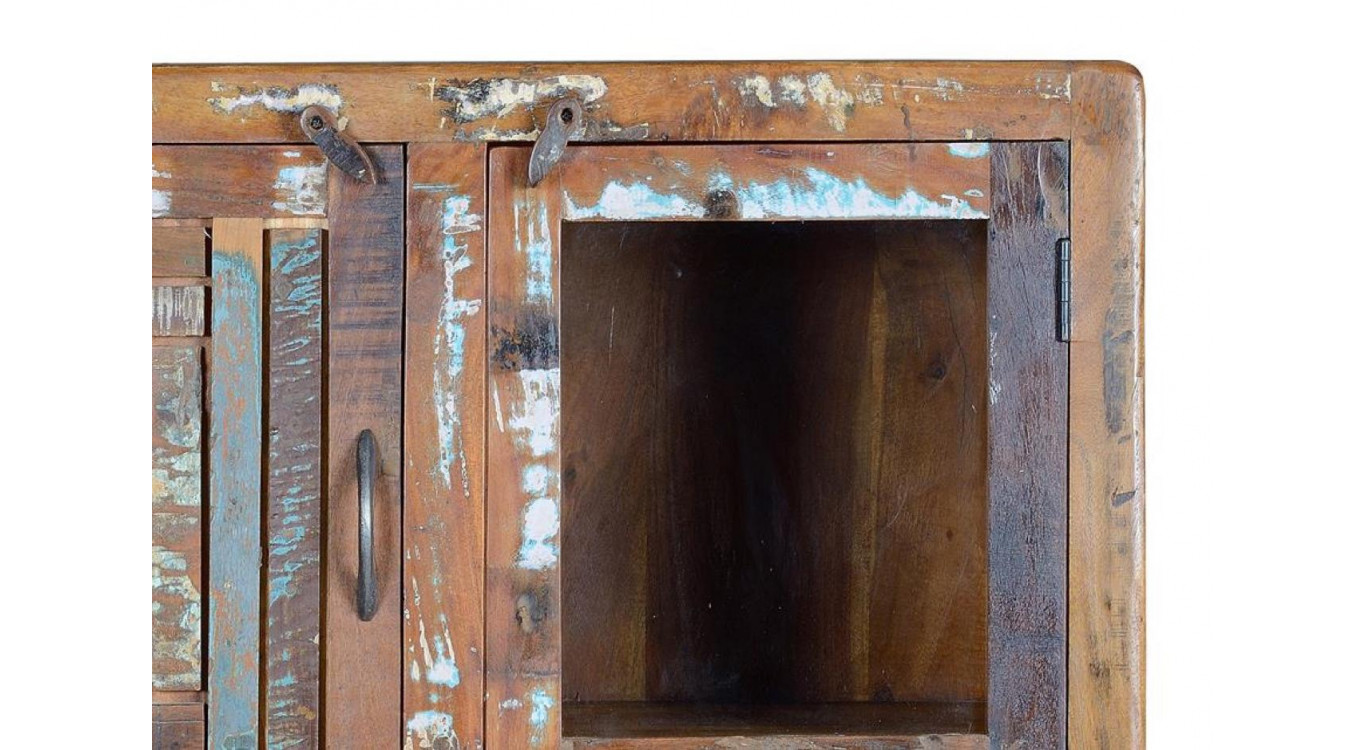 Schrank 1 Schublade Holz und Eisen Braun 90x38x140cm