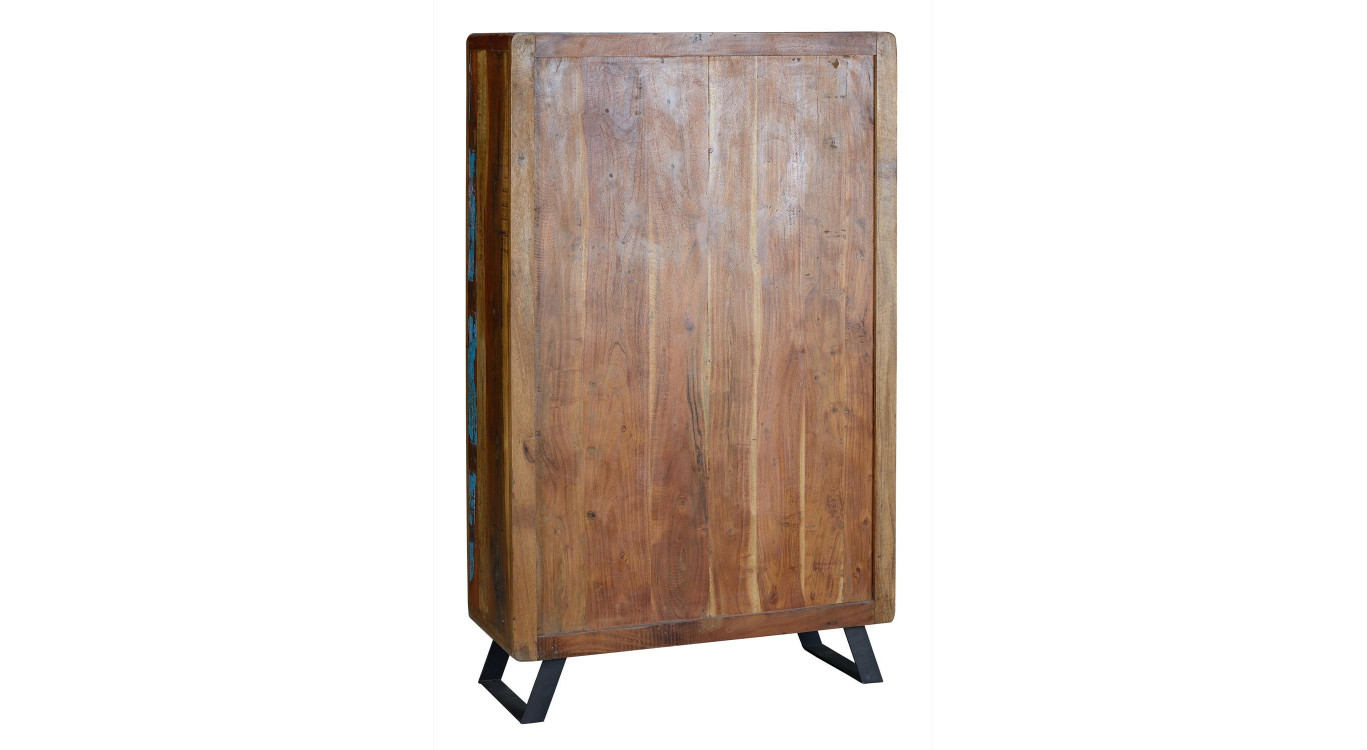 Schrank 1 Schublade Holz und Eisen Braun 90x38x140cm