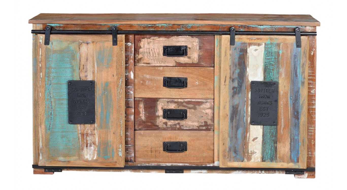 Anrichte mit 4 Schubladen Holz, Eisen Braun 150x38x81cm
