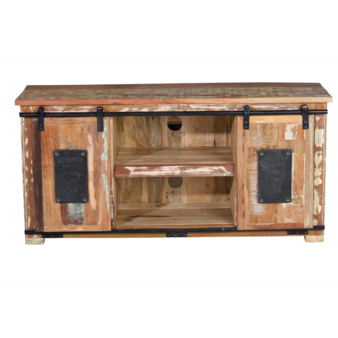 TV-Möbel Holz, Eisen Braun 130x40x62cm