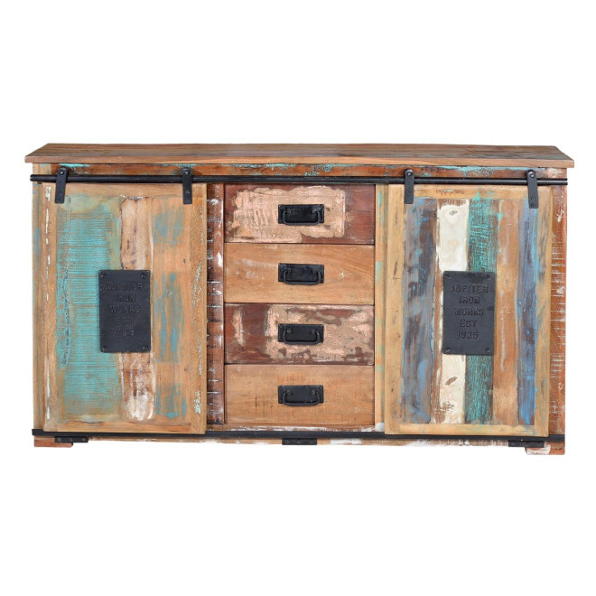 Anrichte mit 4 Schubladen Holz, Eisen Braun 130x38x81cm