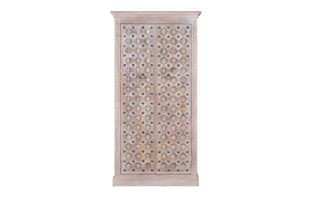 Schrank Holz, Eisen Weiß 97x50x190cm