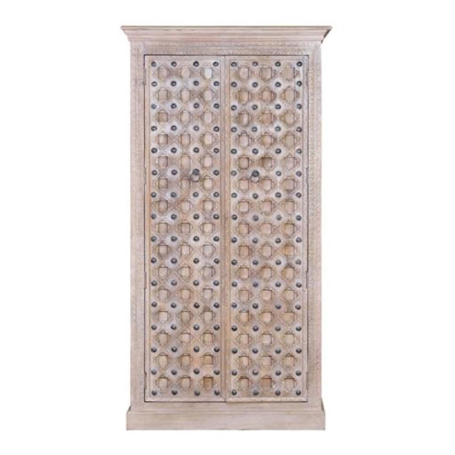 Schrank Holz, Eisen Weiß 97x50x190cm