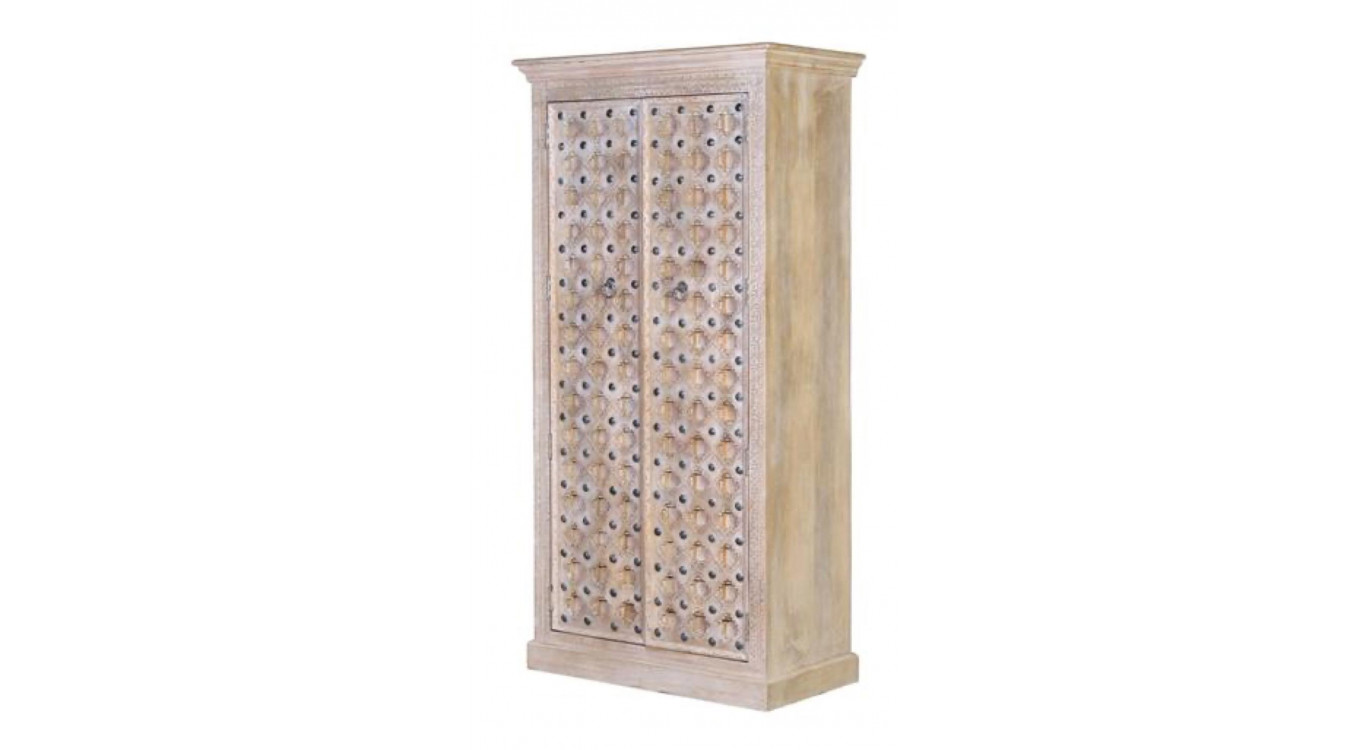 Schrank Holz, Eisen Weiß 97x50x190cm