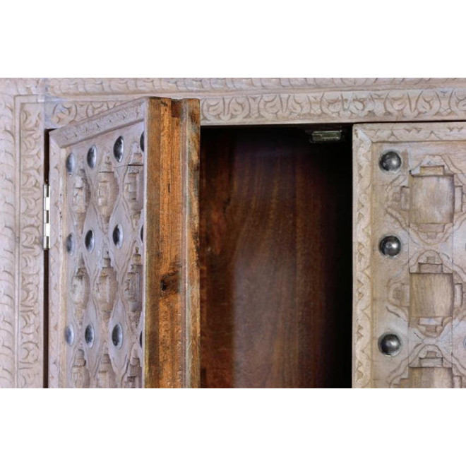 Schrank Holz, Eisen Weiß 97x50x190cm