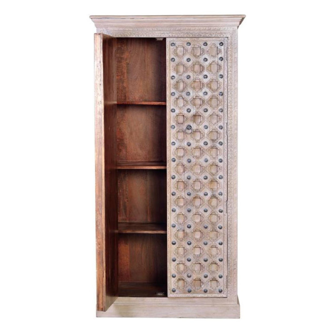 Schrank Holz, Eisen Weiß 97x50x190cm