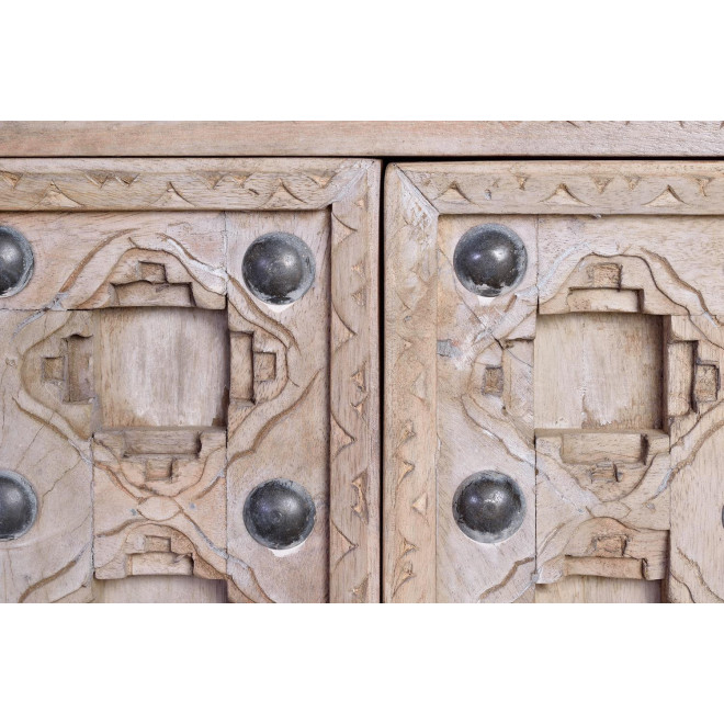 Truhe mit 4 Schubladen Holz, Eisen Weiß 190x40x92cm