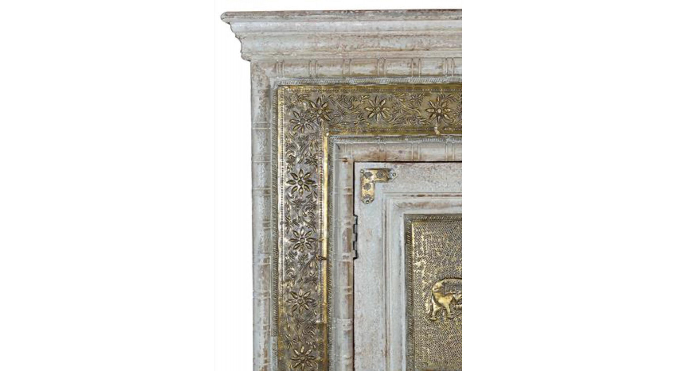 Schrank Holz, Bronze Weiß 95x45x183cm