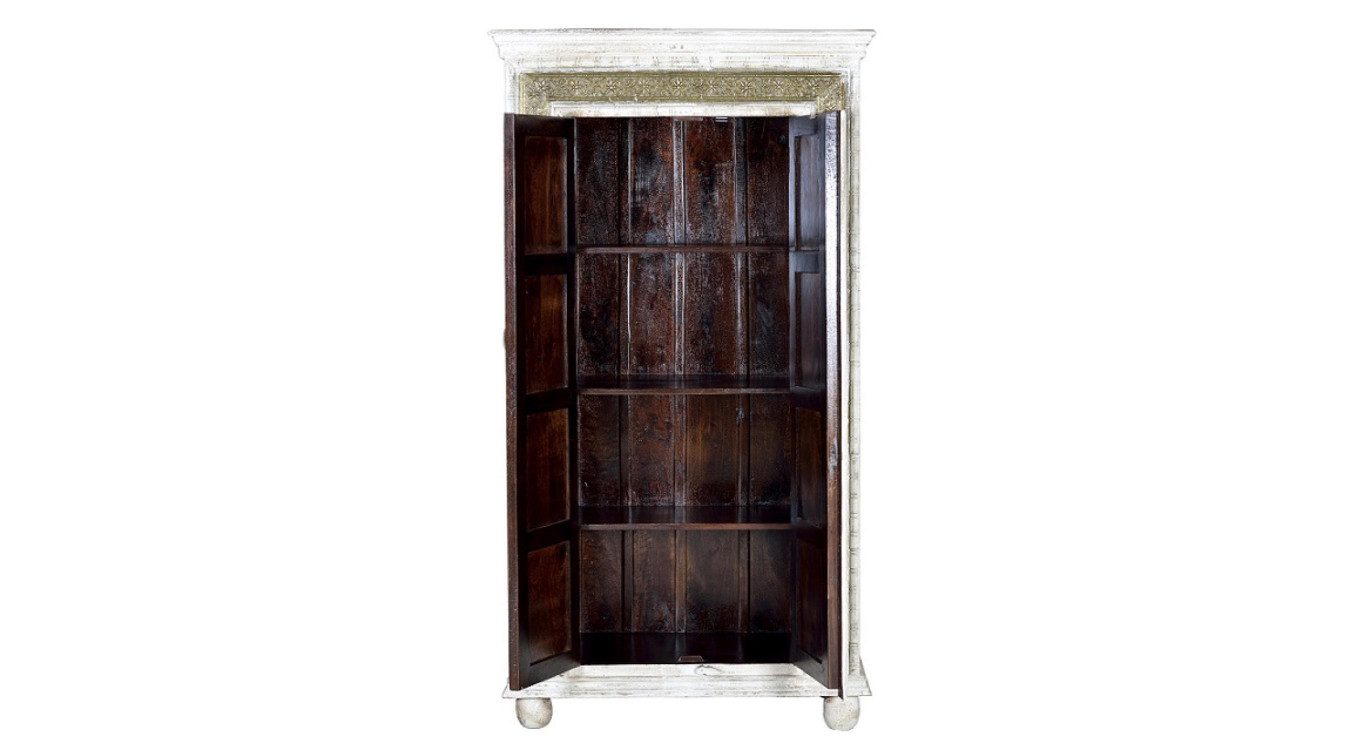 Schrank Holz, Bronze Weiß 95x45x183cm