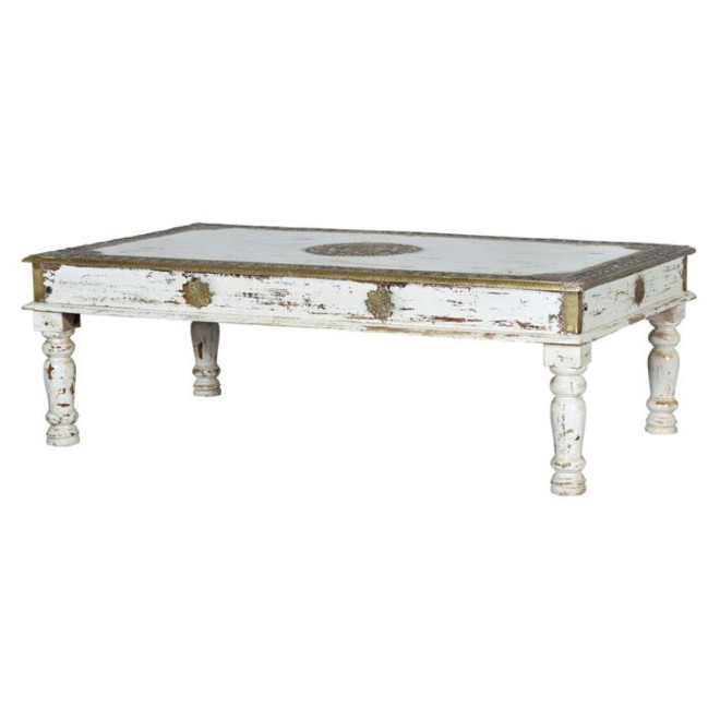 Couchtisch Holz, Bronze Weiß 140x80x45cm