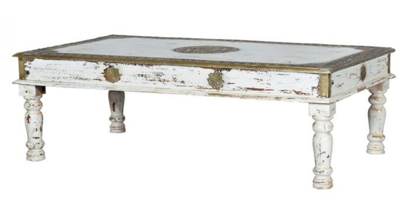 Couchtisch Holz, Bronze Weiß 140x80x45cm