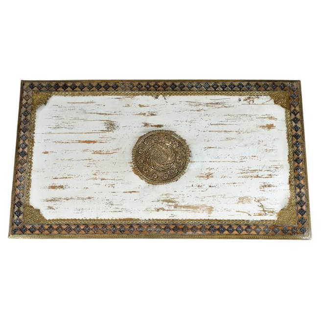 Couchtisch Holz, Bronze Weiß 140x80x45cm