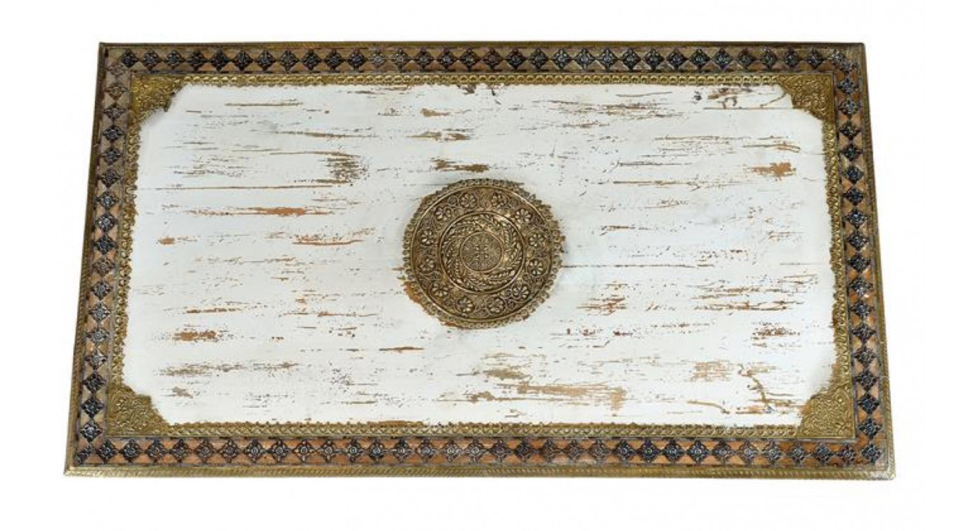 Couchtisch Holz, Bronze Weiß 140x80x45cm