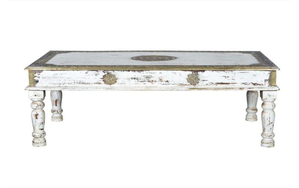 Couchtisch Holz, Bronze Weiß 140x80x45cm