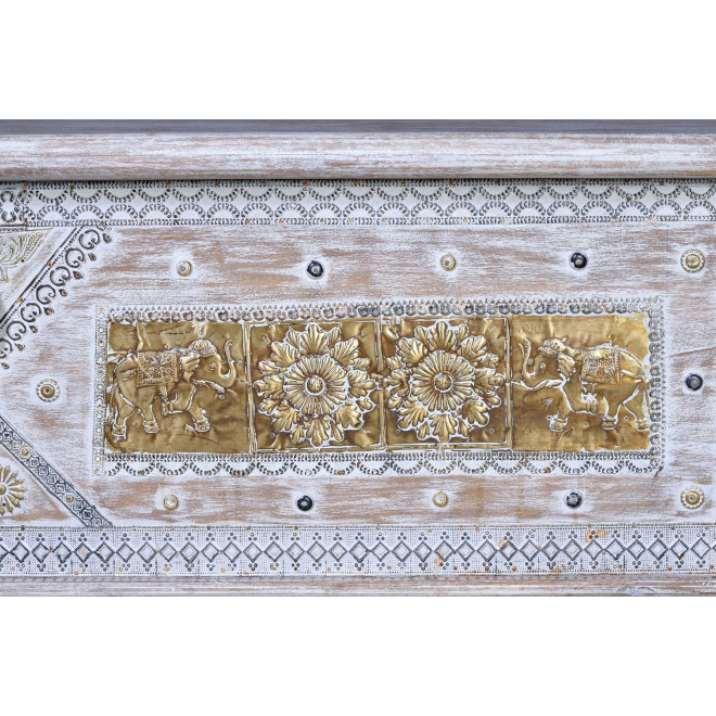 Coffre Bois, Bronze Blanc 145x40x45cm
