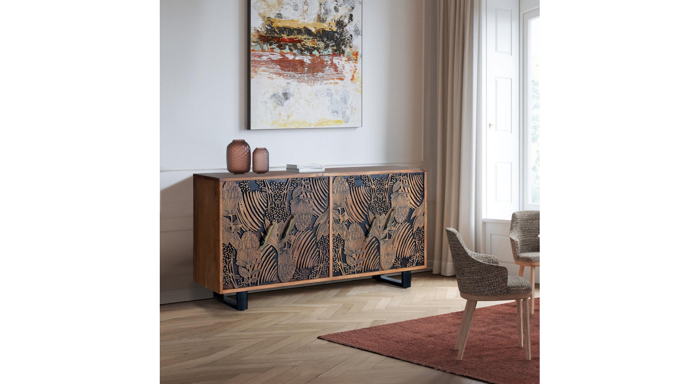Bahut Bois, Fer Marron 190x42x94cm