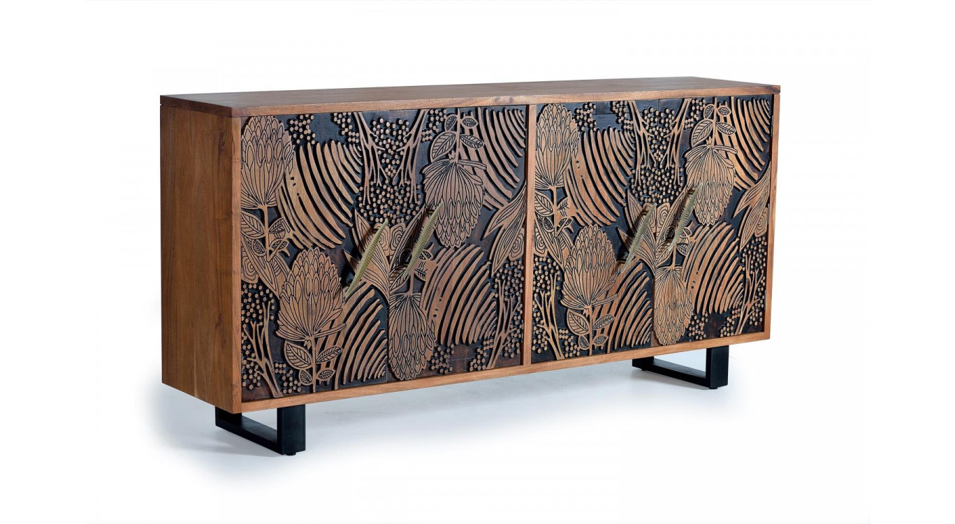 Truhe Holz, Eisen Braun 190x42x94cm