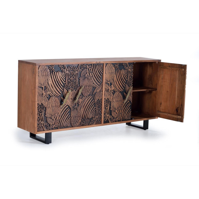 Truhe Holz, Eisen Braun 190x42x94cm