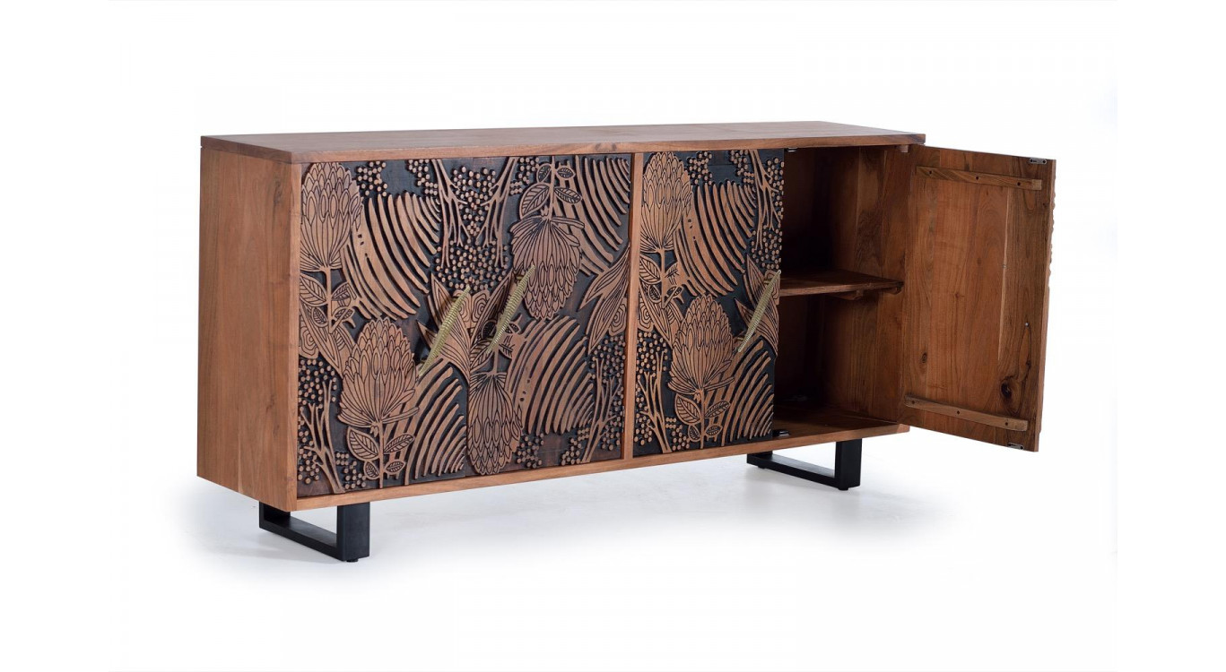 Bahut Bois, Fer Marron 190x42x94cm