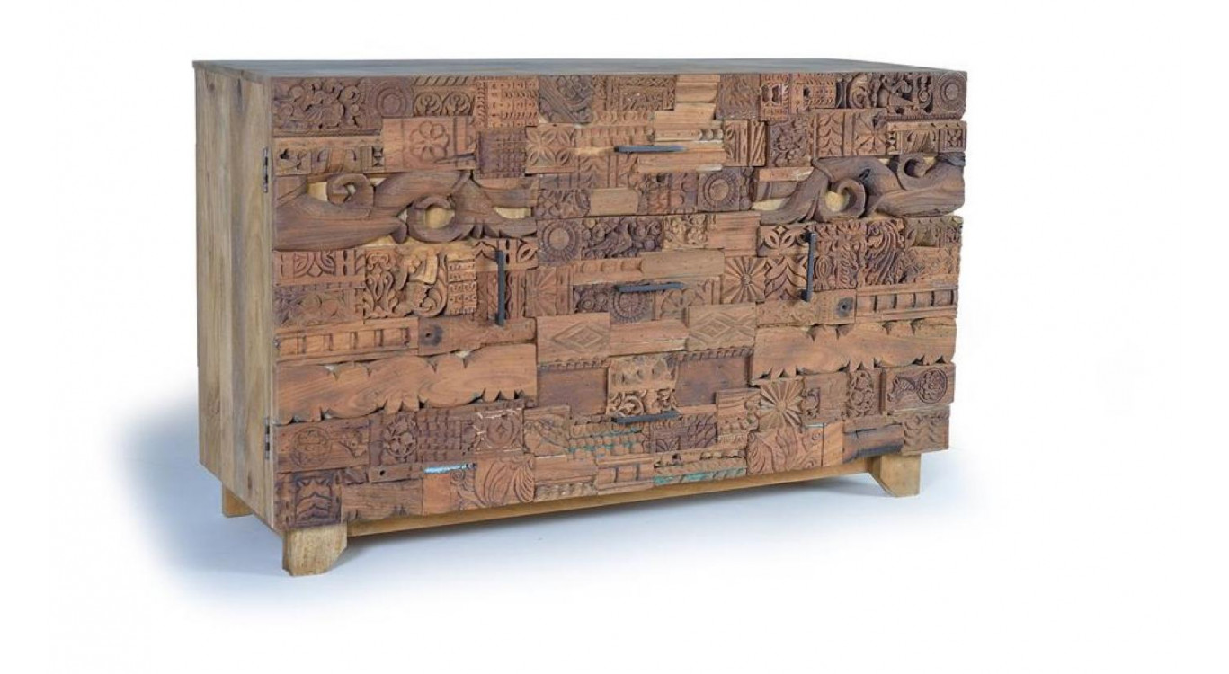 Anrichte mit 3 Schubladen Holz Braun 150x50x92cm