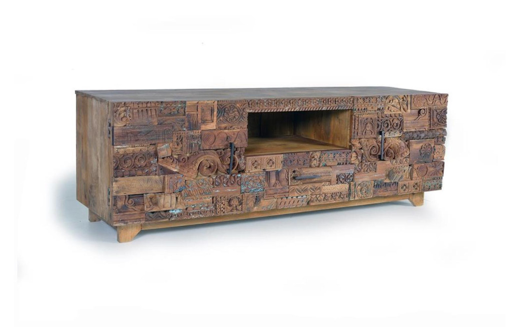 Meuble TV 1 Tiroir Bois Marron 180x50x60cm