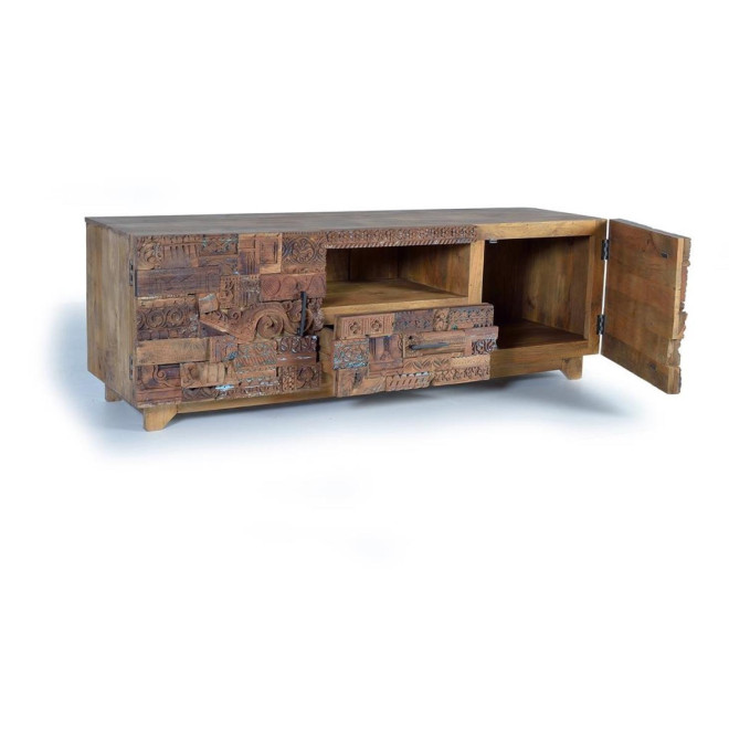 Meuble TV 1 Tiroir Bois Marron 180x50x60cm