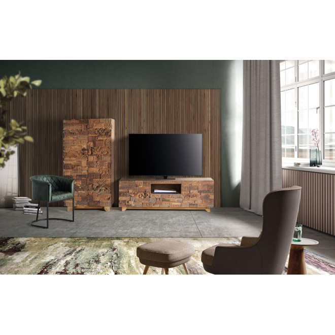 Meuble TV 1 Tiroir Bois Marron 180x50x60cm