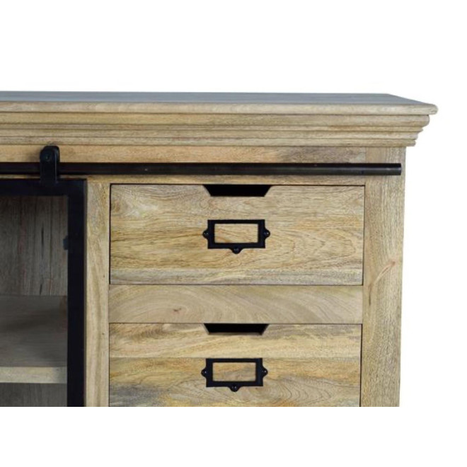 Truhe 6 Schubladen Holz, Eisen Braun 180x45x86cm