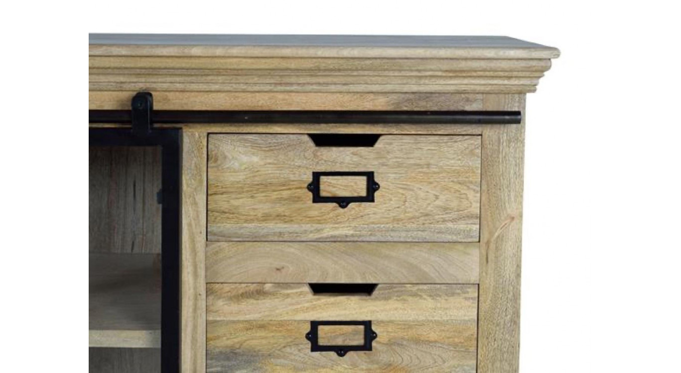 Truhe 6 Schubladen Holz, Eisen Braun 180x45x86cm