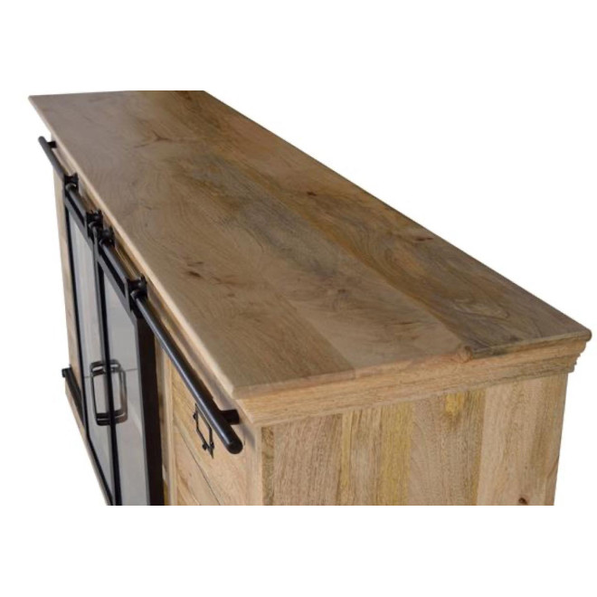Truhe 6 Schubladen Holz, Eisen Braun 180x45x86cm