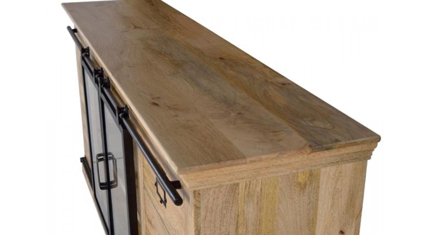 Truhe 6 Schubladen Holz, Eisen Braun 180x45x86cm