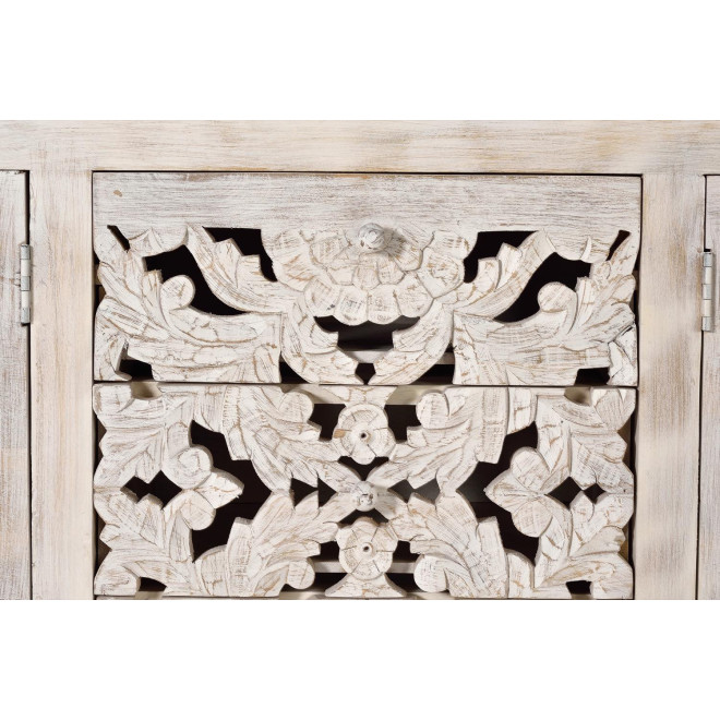 Truhe mit 3 Schubladen Holz, Eisen Weiß 190x38x81cm