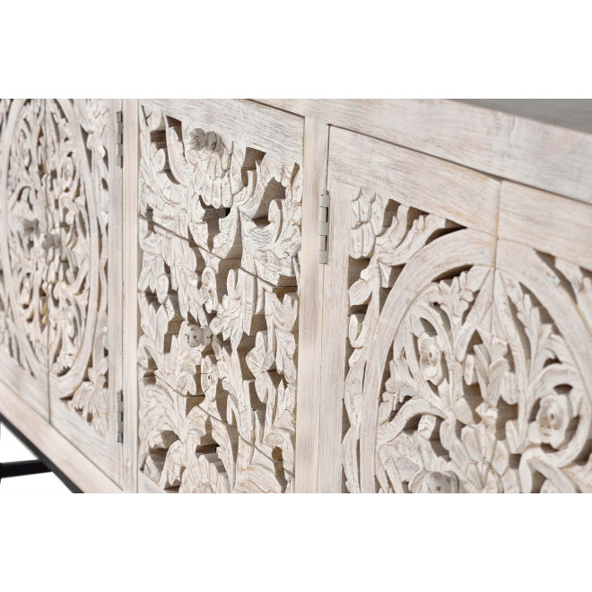 Truhe mit 3 Schubladen Holz, Eisen Weiß 190x38x81cm