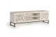 Meuble TV Bois, Fer Blanc 170x40x55cm