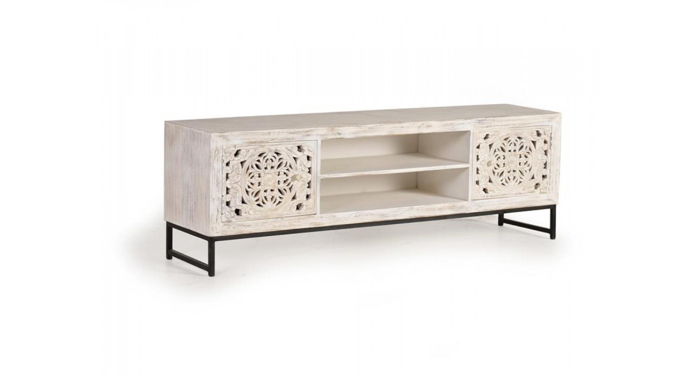 TV-Möbel Holz, Eisen Weiß 170x40x55cm