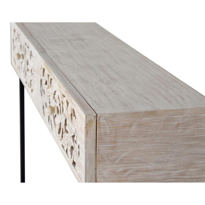 Konsole mit 2 Schubladen Holz, Eisen Weiß 120x30x77cm