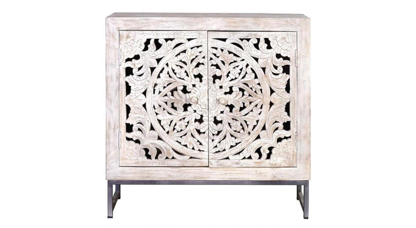 Anrichte Holz, Eisen Weiß 80x35x81cm