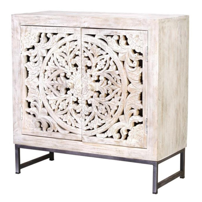 Anrichte Holz, Eisen Weiß 80x35x81cm