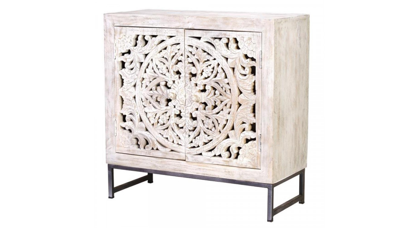 Anrichte Holz, Eisen Weiß 80x35x81cm