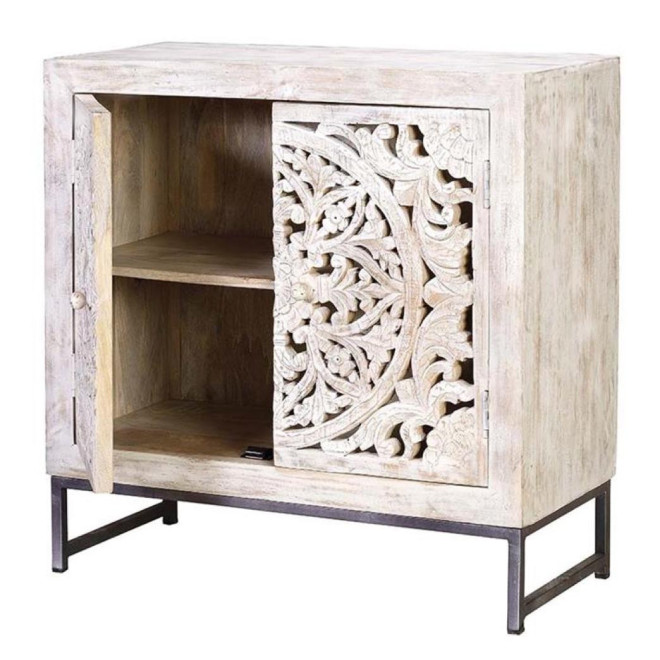 Anrichte Holz, Eisen Weiß 80x35x81cm
