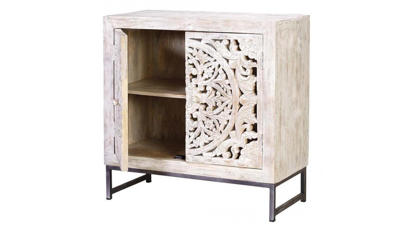 Anrichte Holz, Eisen Weiß 80x35x81cm