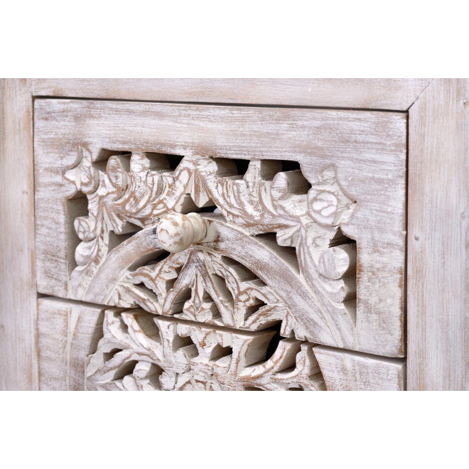 Chiffonnier 5 Tiroirs Bois, Fer Blanc 45x35x106cm