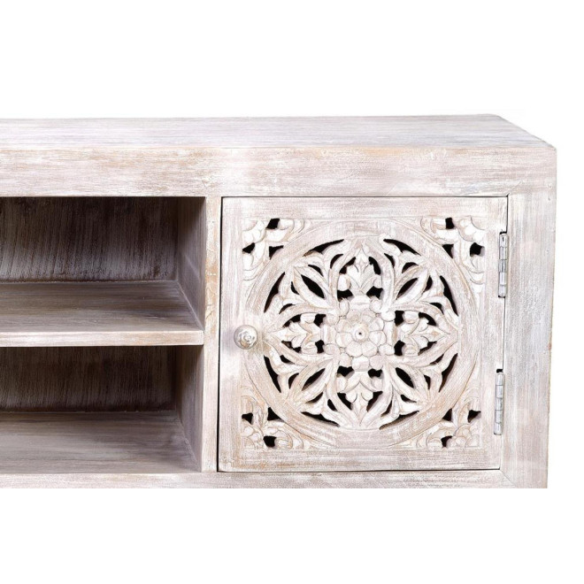 TV-Möbel Holz, Eisen Weiß 130x40x55cm