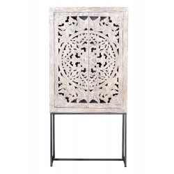 Armoire Bois, Fer Blanc 85x38x176cm